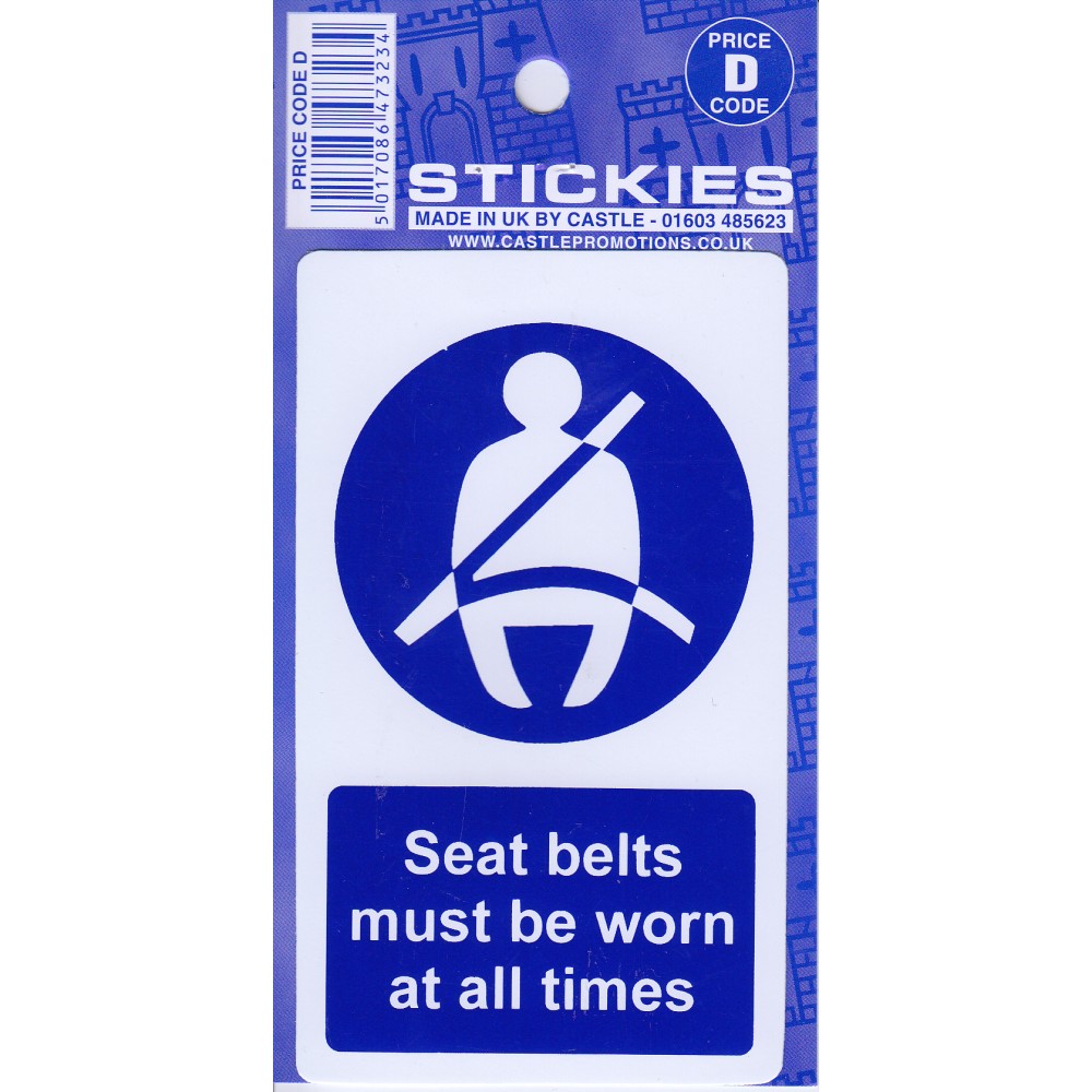 Image for Castle V562 Seat Belt Must Be Worn At All Times